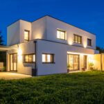 maison contemporaone d'architecte vue de nuit
