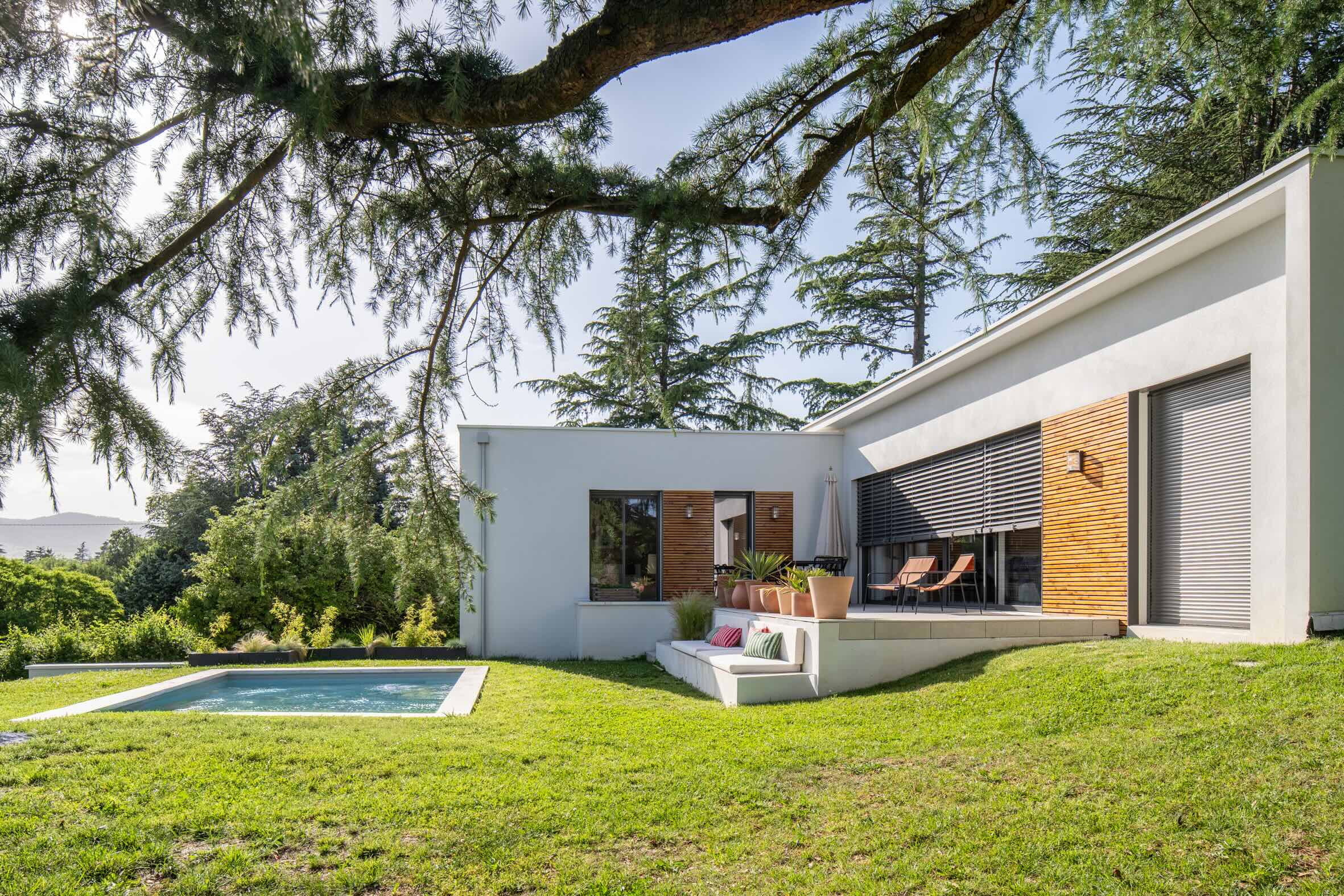maison toit plat bardage bois